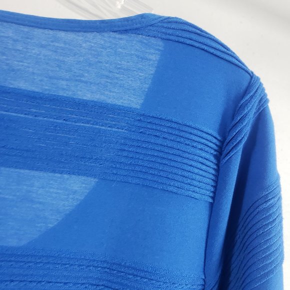 LuLaRoe Women's Royal Blue Wide Stripe Short Sleeve Shirt Top Blouse - Picture 8 of 10